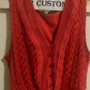 Embroidered orange dress with inner slip